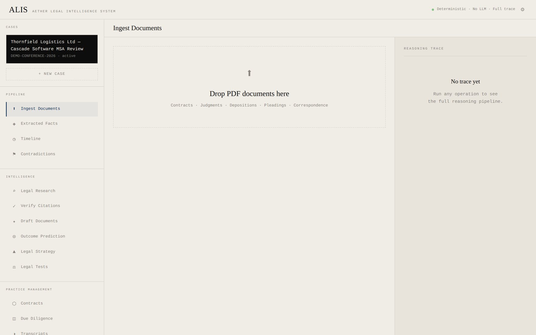 ALIS Ingest Documents screen
