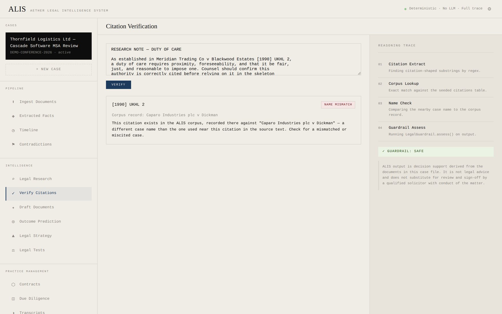 ALIS Verify Citations screen